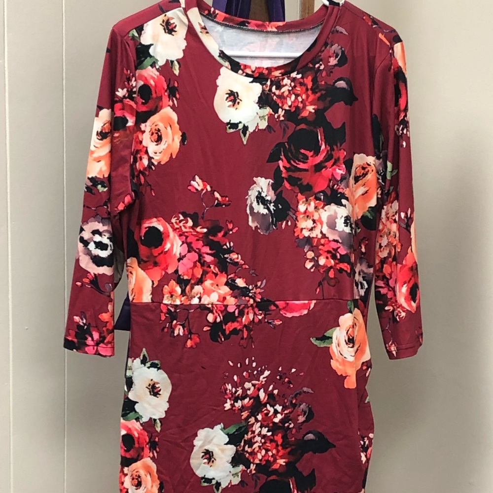 New! Wine red wrap dress